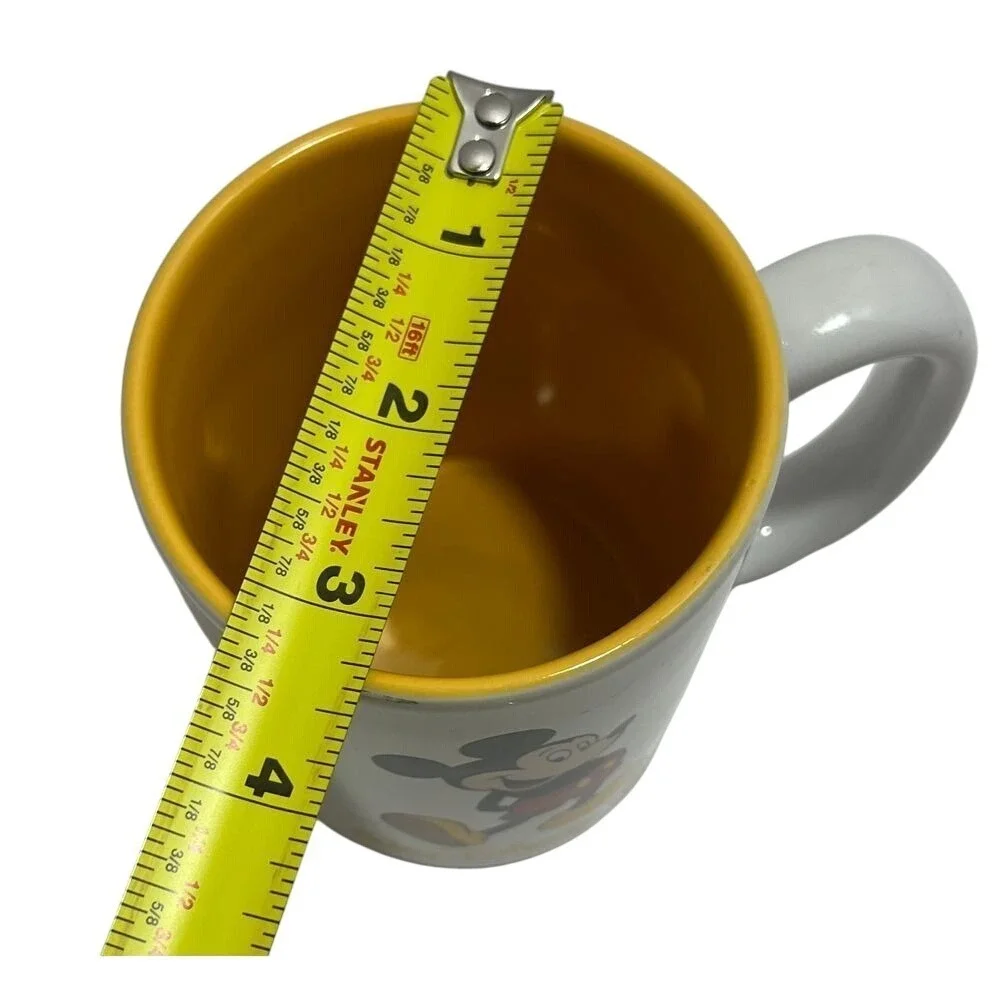 VTG Walt Disney World Mickey Mouse Large Coffee Mug Cup Yellow Inside‎